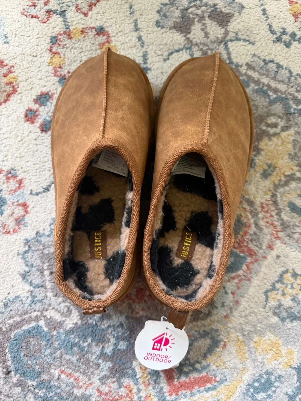 Justice Girls' Tan Slip-On Platform Slippers